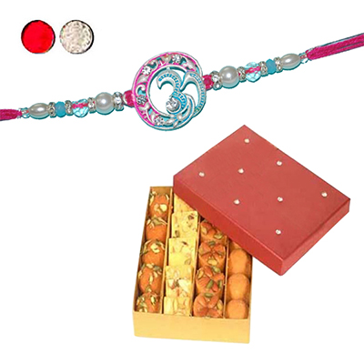 "Rakhi - SR- 9180 A  (Single Rakhi), 500gms of Assorted Sweets - Click here to View more details about this Product